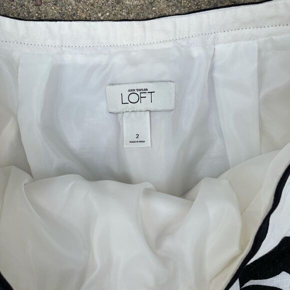 Ann Taylor Loft A line Skirt Black White Size 2 - Picture 2 of 5